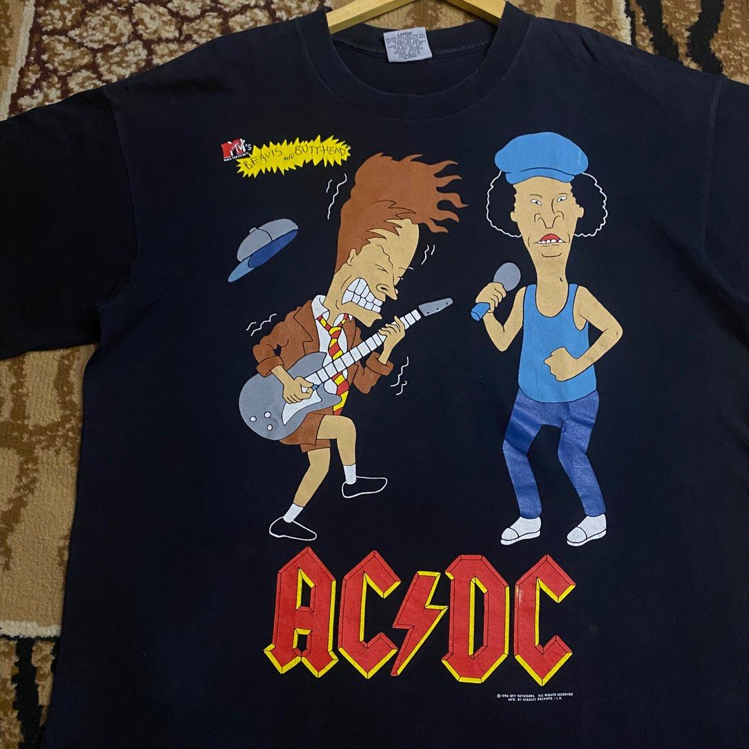 MTV BEAVIS AND BUTTHEAD ACDC 1996, Fesyen Pria, Pakaian , Atasan di ...