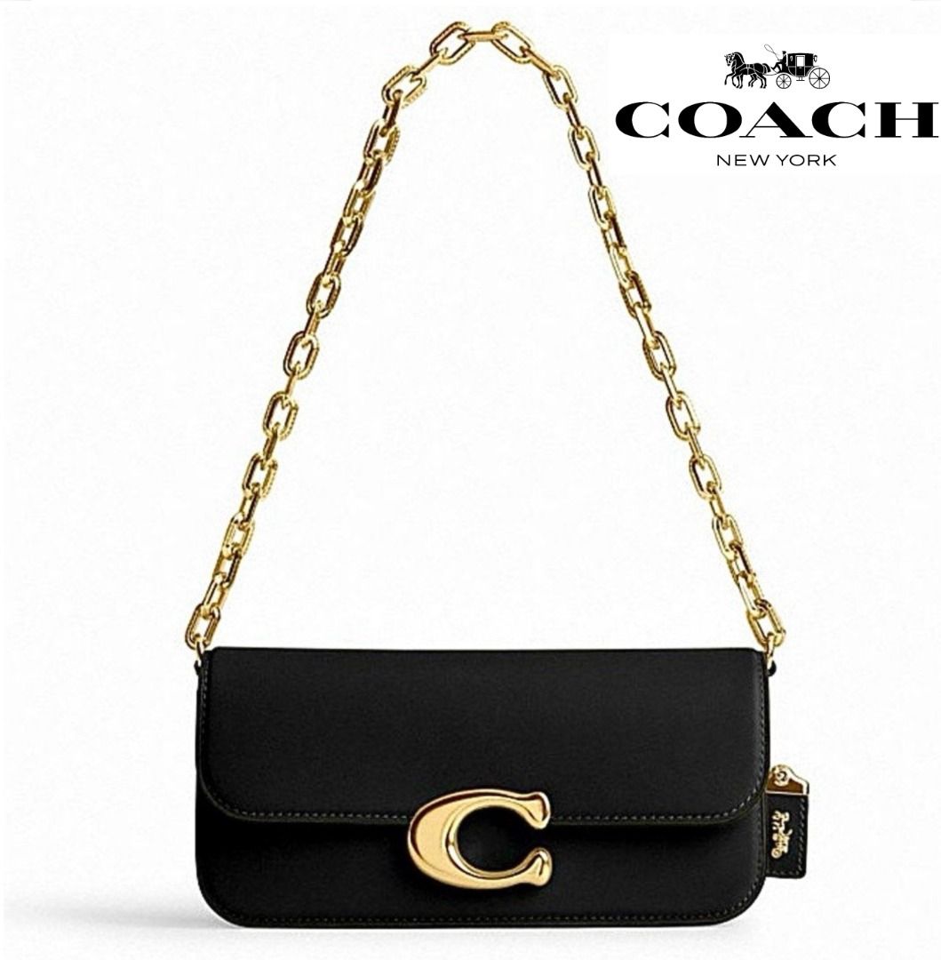 Coach leather chain deals strap shoulder bag