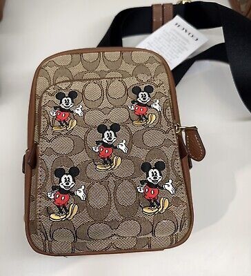 New Coach Original Limited Edition Collection Disney X Coach Track Pack 14 Signature Jacquard Mickey Mouse Sling Backpack Crossbody For Men Come With
