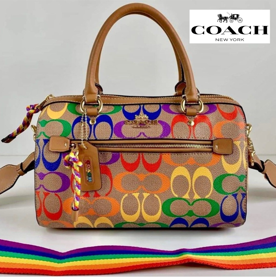 New Coach Original ROWAN SATCHEL IN RAINBOW SIGNATURE CANVAS