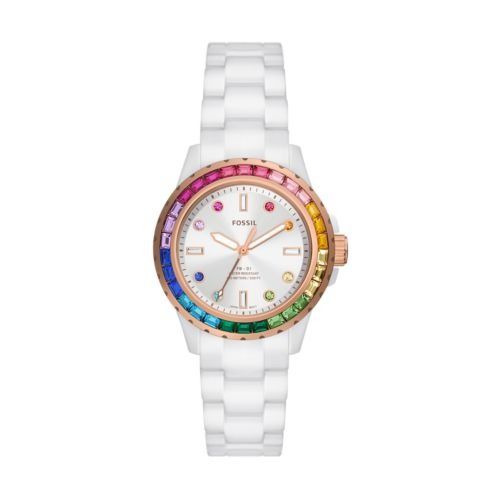 White ceramic watch fossil sale
