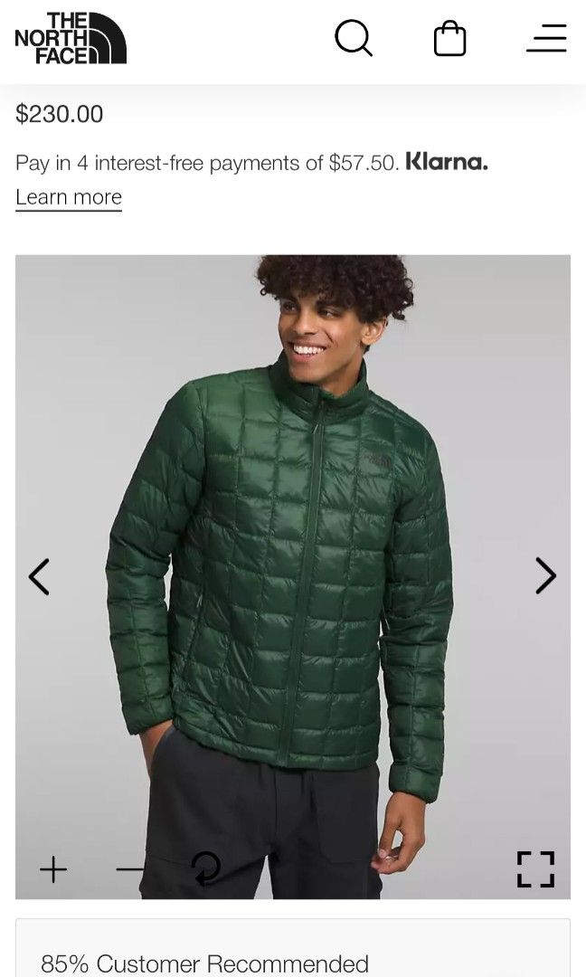 North face top winter jacket thermoball