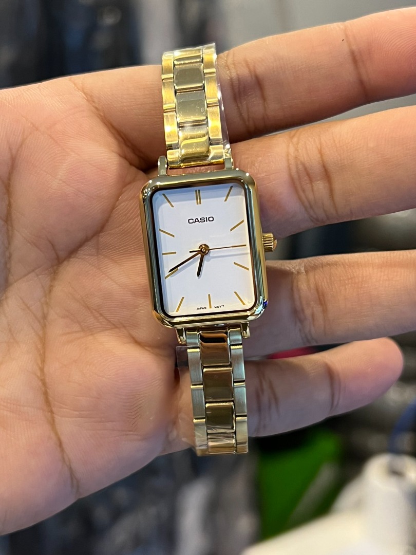 ORIGINAL CASIO Analog White Dial Gold Stainless Steel Ladies Watch LTP ...
