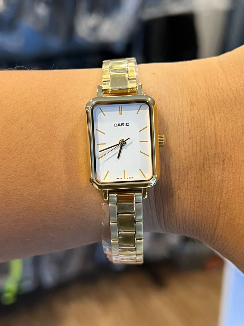 ORIGINAL CASIO Analog White Dial Gold Stainless Steel Ladies Watch LTP ...