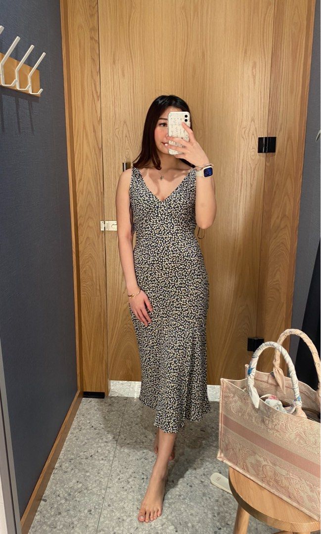 Petite navy deals midi dress