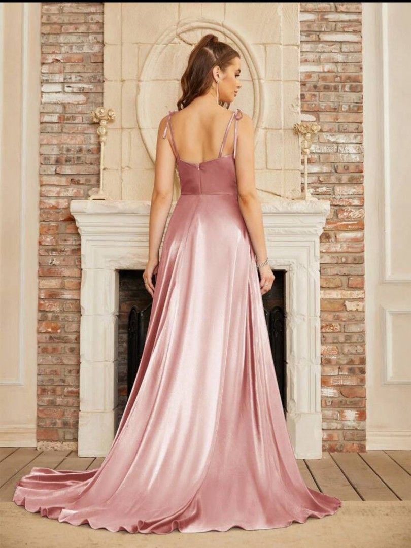 Satin peach outlet dress