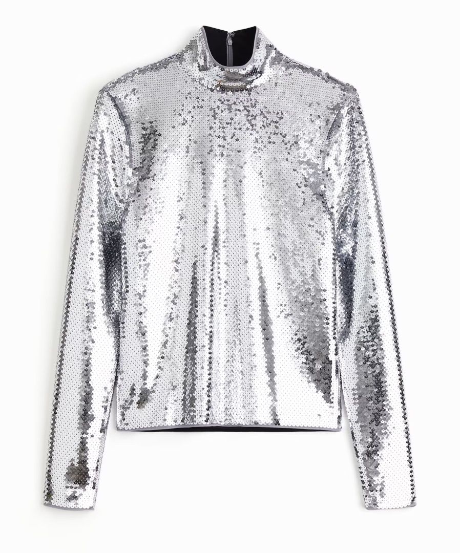 Rabanne Sequined Top long sleeves Women s Fashion Tops