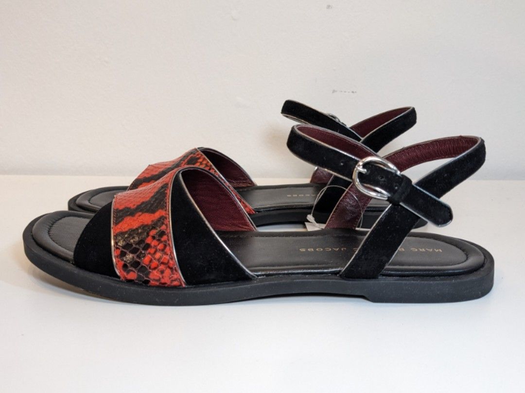Red metallic sandals shop