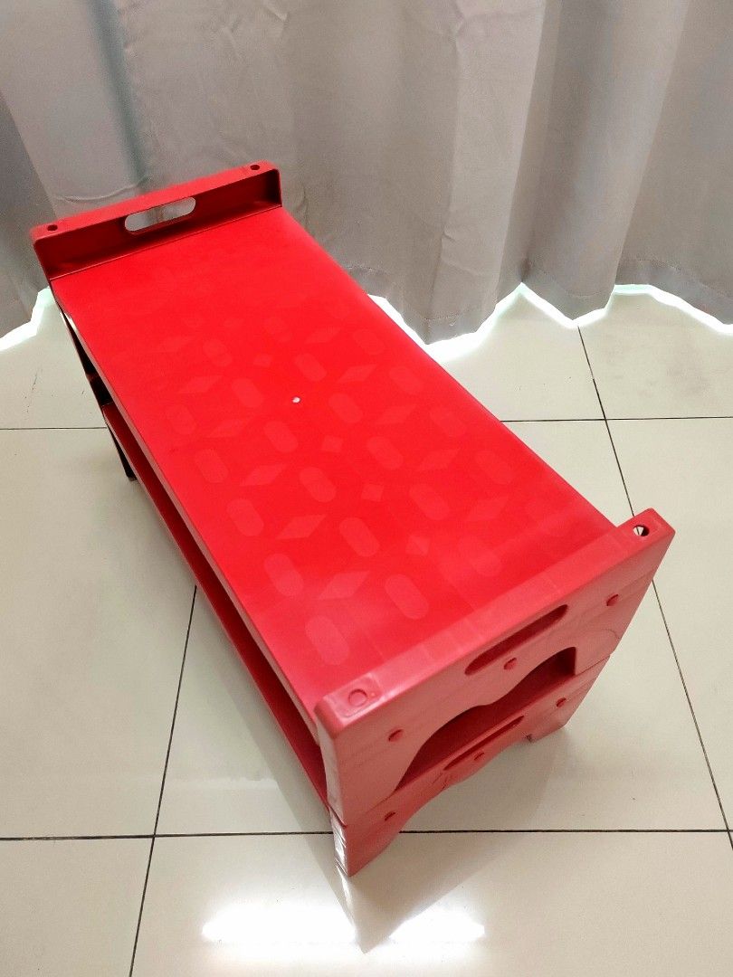 Red Stackable dual layers shoe rack, Furniture & Home Living, Furniture ...