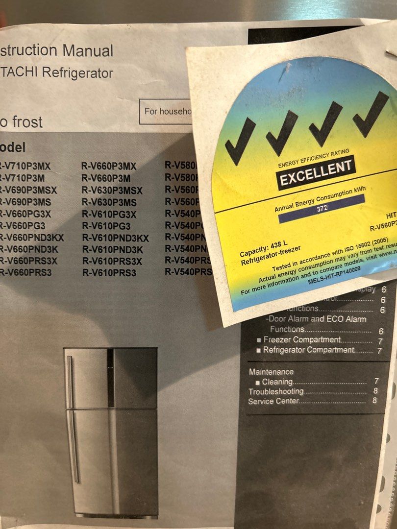 Refrigerator Hitachi, TV & Home Appliances, Kitchen Appliances, Refrigerators & Freezers on