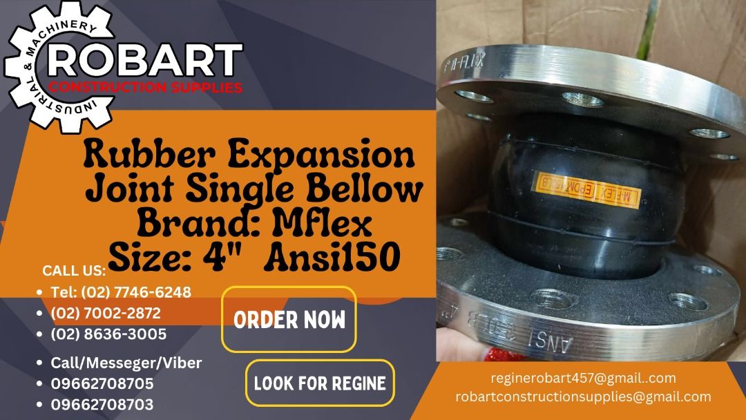 Rubber Expansion Joint Single Bellow Brand Mflex Size 4" Ansi150