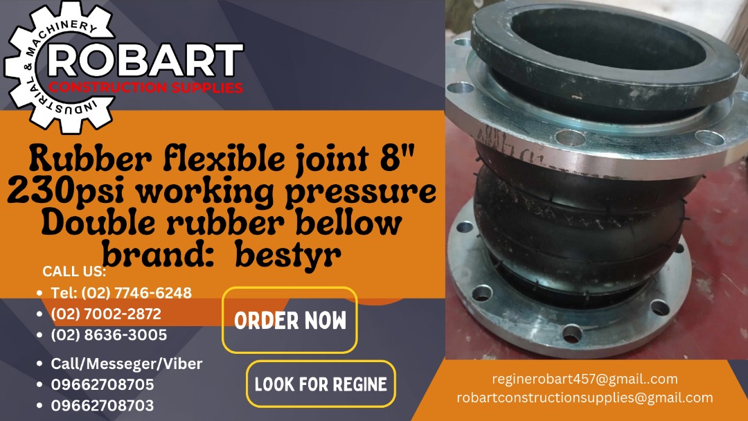 Rubber flexible joint 8" 230psi working pressure Double rubber bellow