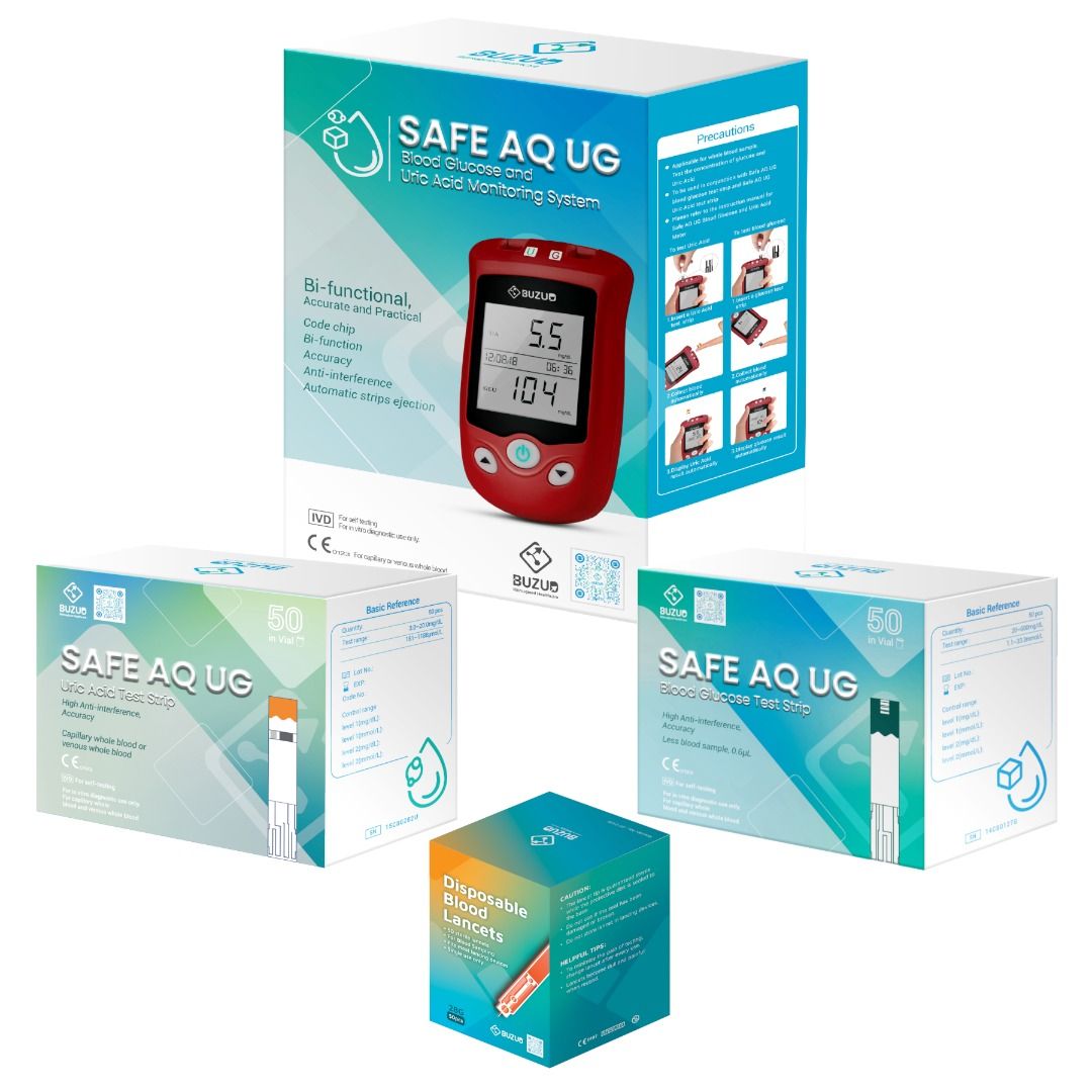 Safe AQ UG Blood Glucose and Uric Acid Monitoring System, Health ...