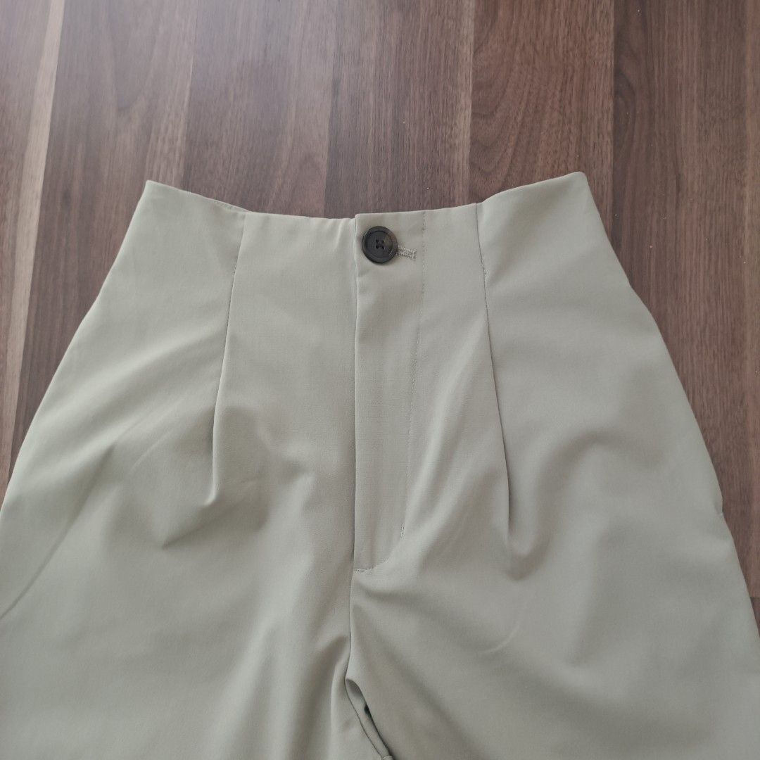 Sage green high waisted GU suit pants slacks, Women's Fashion, Bottoms