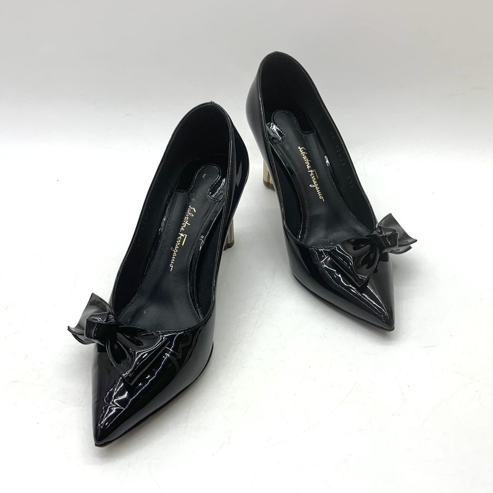 Ferragamo black patent pumps store