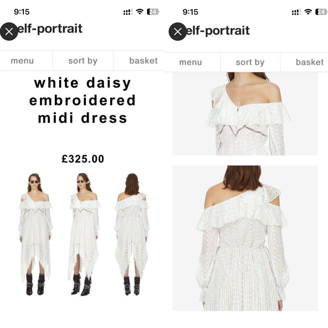 Self portrait white daisy embroidered midi dress online