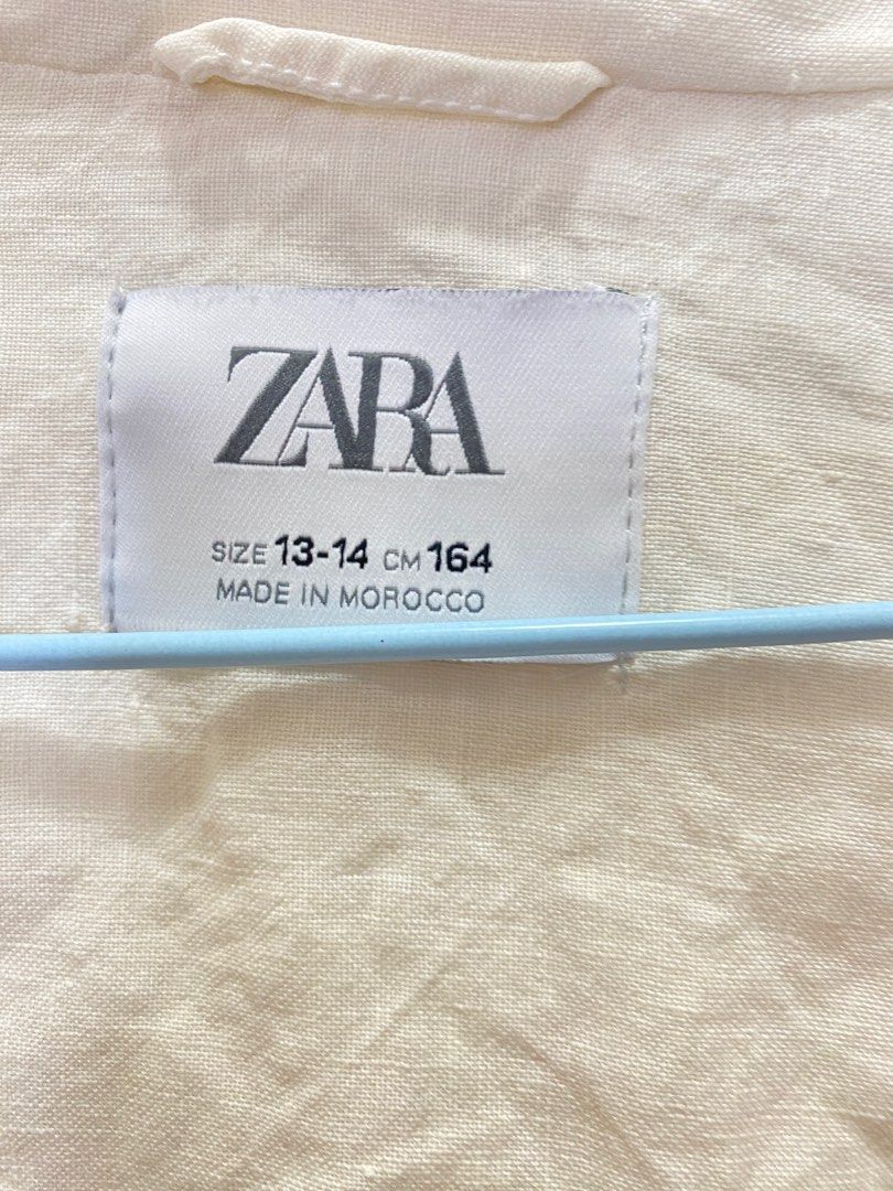 (包SF locker / SF shop pick up) Zara kids 白色短身亞麻外套, 女裝, 外套及戶外衣服 Carousell