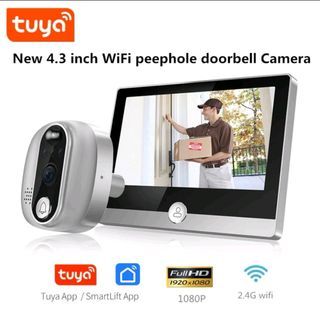 [SG SELLER 🇸🇬] 2023 Upgraded Tuya Wifi Door Peephole Camera 4.3" LCD Video Doorbell 137° Wide Angle Smart Night Vision