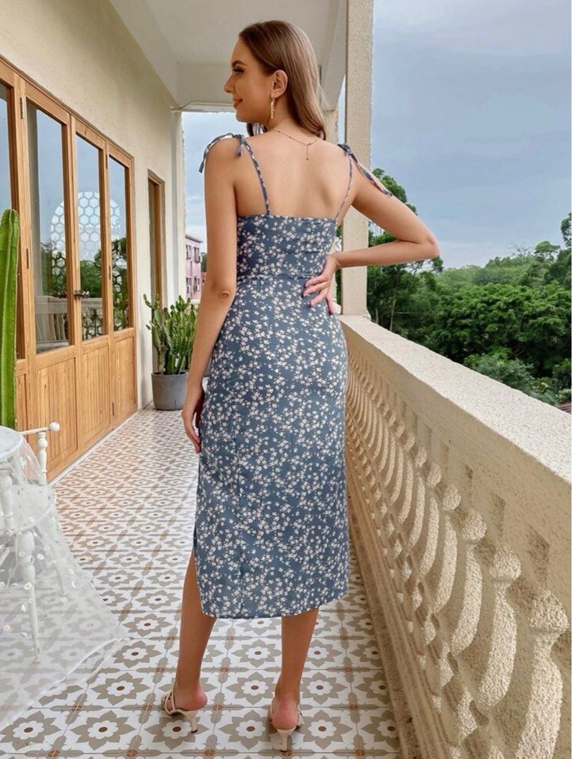 Shein floral midi dress discount