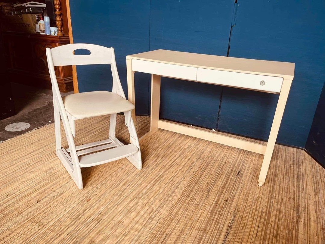 Study Table &Chair Set 39”L x 20”W x 28”H (table) 16”L x 16”W x 17”SH (chair) 2 pullout (Category: Tables & Sets) located in Manila. Submitted by Hezcki (Listing ID 1264670765, Image 2). Description: .