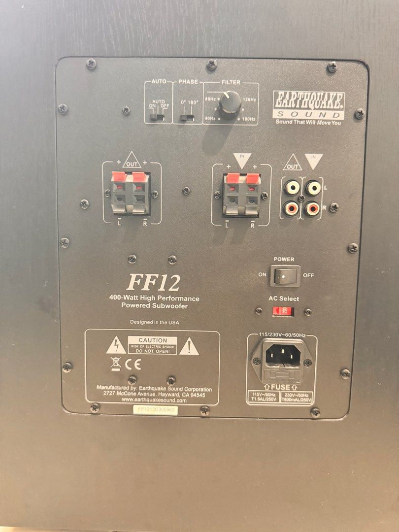 Subwoofer Earthquake FF 12, Audio, Soundbars, Speakers & Amplifiers on