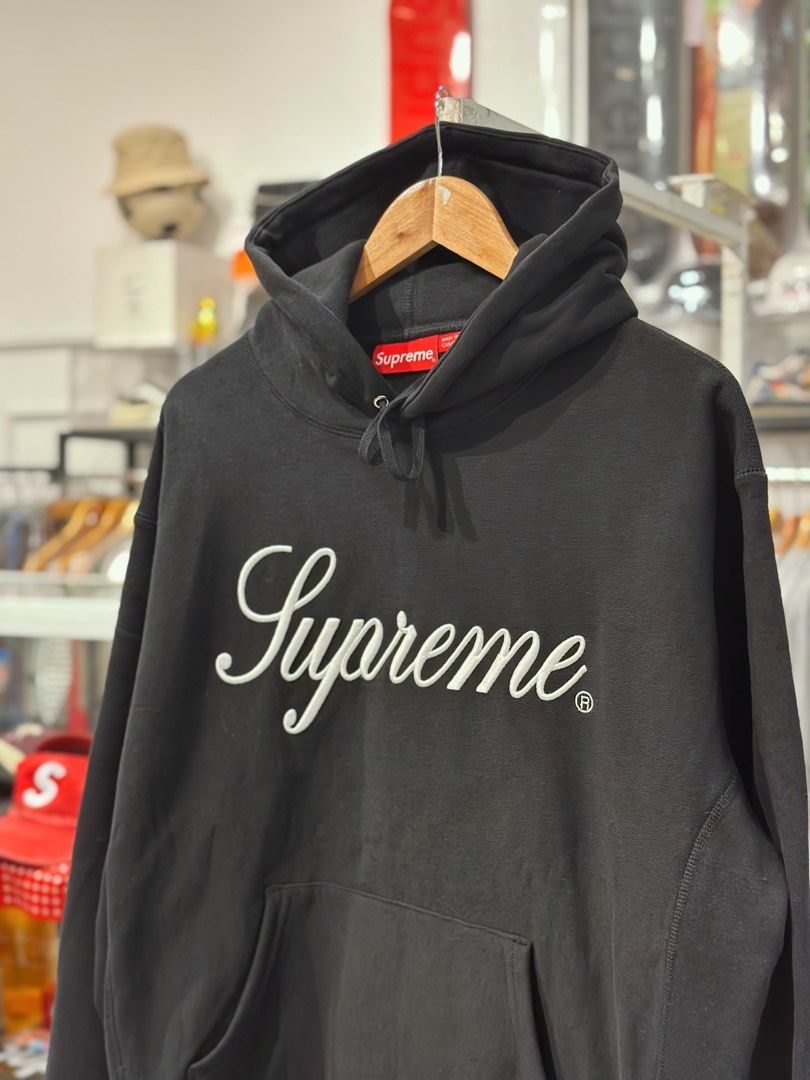 Supreme Raised Script Hooded Sweatshirt Black – Wpgsneaker