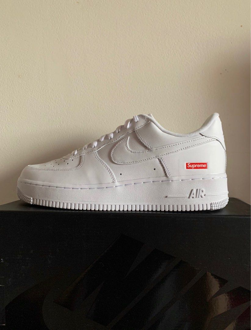 🔥Supreme x Nike Air Force 1 Low “box logo”低幫板鞋白色男女款, 男