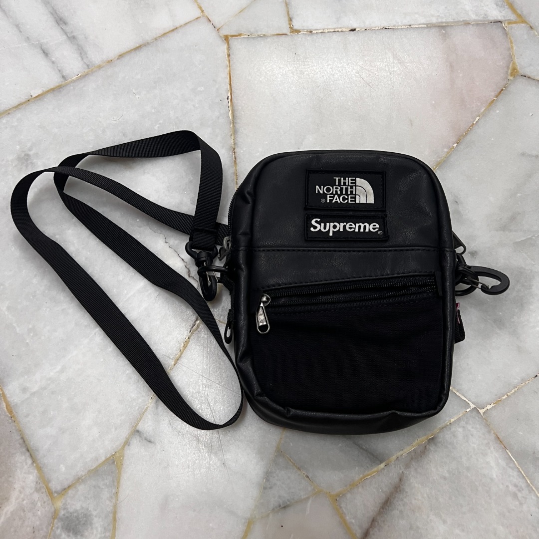 Supreme the north face leather shoulder bag black cheap