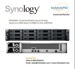 Synology Nas RS2423RP+ 12-bay RackStation (up to 24-bay), Quad Core (AMD Ryzen V1780B) 2.2 GHz