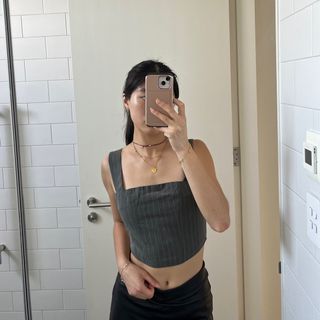 Tigermist grey pinstripe crop size XS