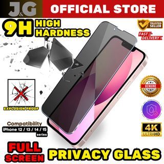 TOP-GRADE FULL COVER Shock Resistant Anti-Spy PRIVACY Tempered Glass for iPhone 12 iPhone 13 iPhone 14 iPhone 14 Plus iPhone 12 Pro Max iPhone 13 Pro Max iPhone 14 Pro Max Screen Protector for iPhone 12/13/14 series