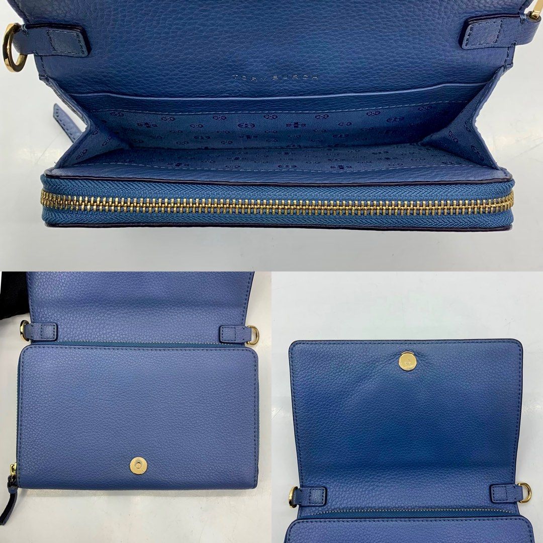 Tory Burch Chelsea Convertible Textured-Leather Shoulder Bag - Blue
