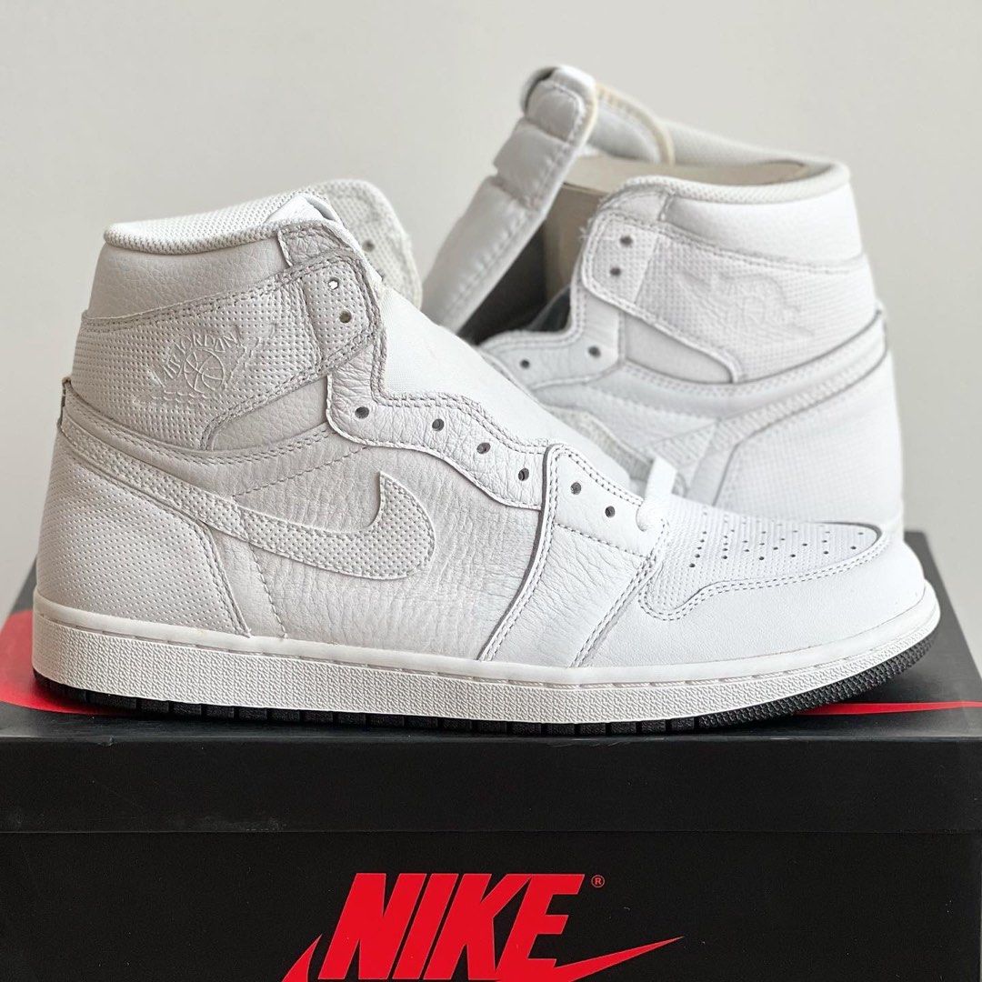 UK8.5 Nike Air Jordan 1 High White Perforated Men s Fashion