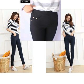Women Casual Solid Black Skinny Jeans Long Trousers Office Pants