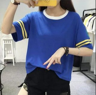 Women Korean Ulzzang Fashion Blue Short T-Shirt