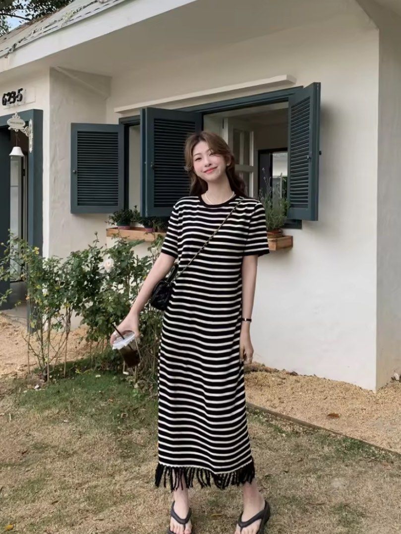 White midi dress with short sleeves top