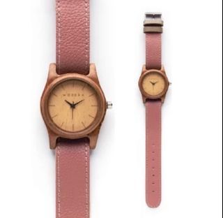 Woodka Mini Loca Jati & Multicolor Leather Strap | jam tangan kayu unik unisex