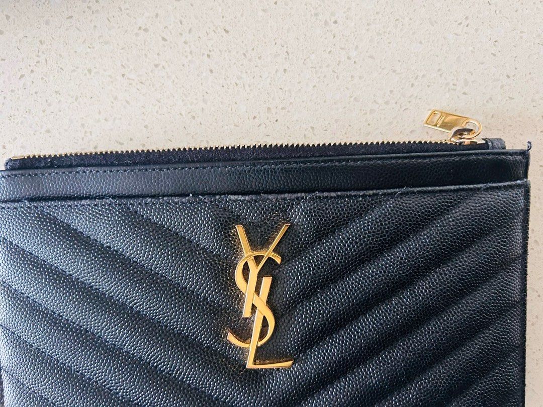 Monogram ysl matte top quilted bill pouch wallet