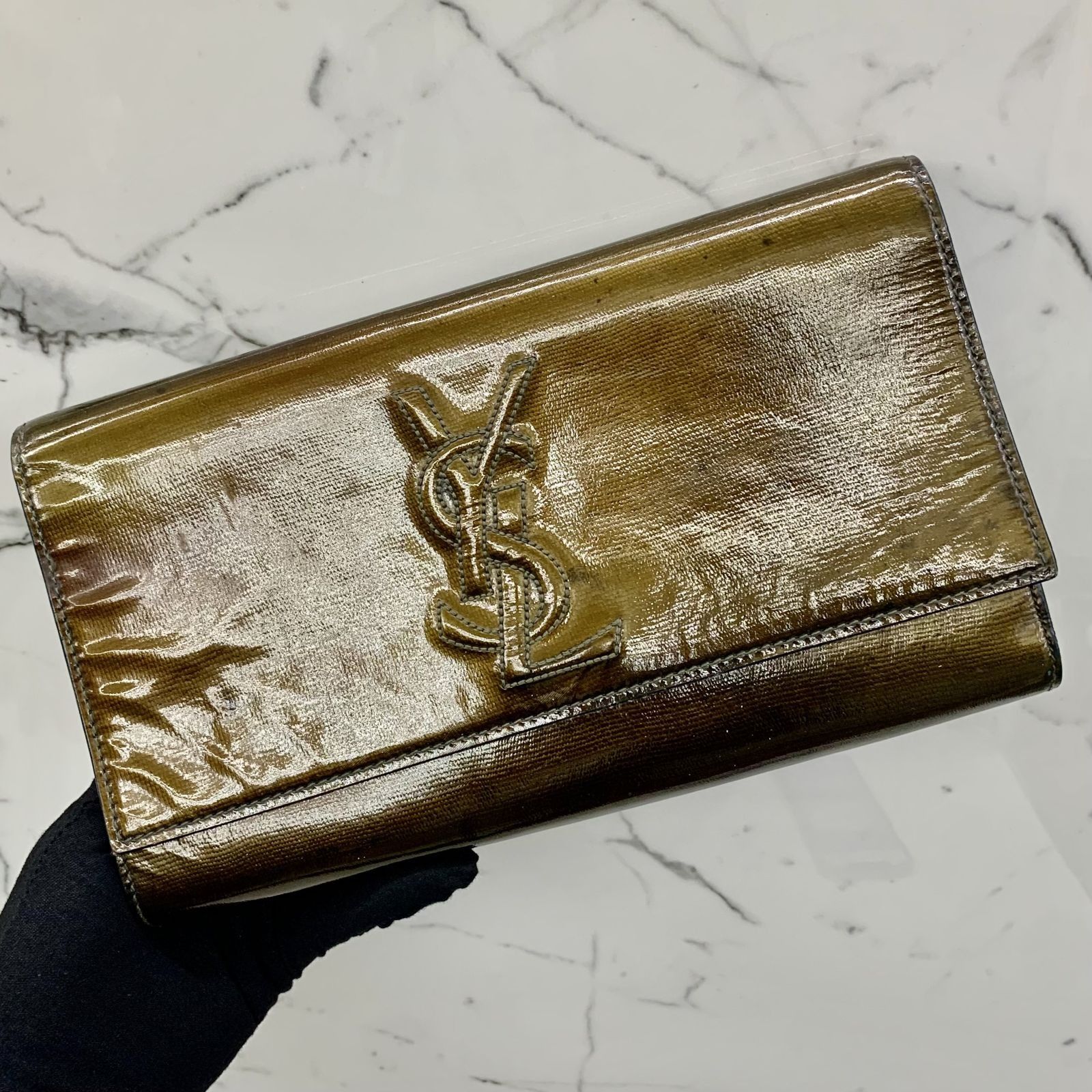 Gold patent cheap clutch bag