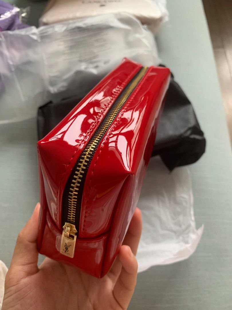 Yves Saint Laurent YSL signature pouch red vinyl