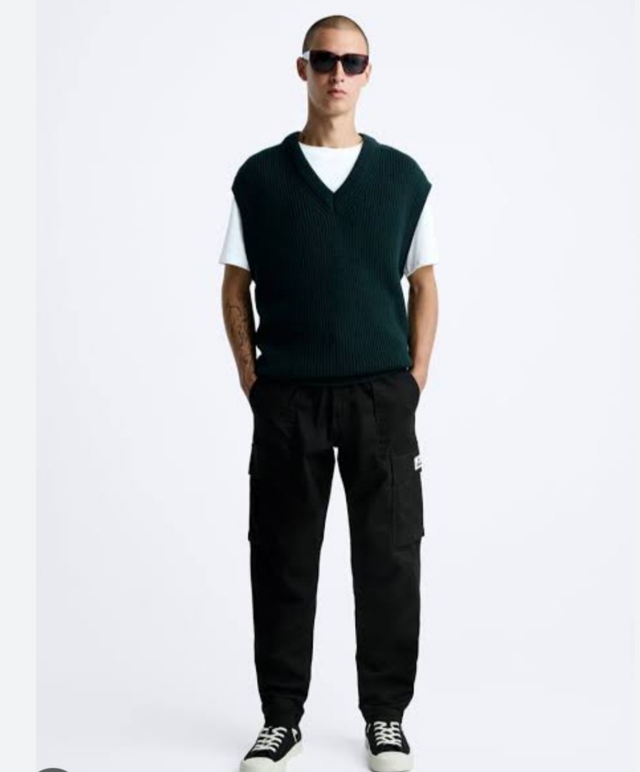 Zara Man DNWR Black Cotton Cargo Jogger Pants, Men's Fashion, Bottoms ...