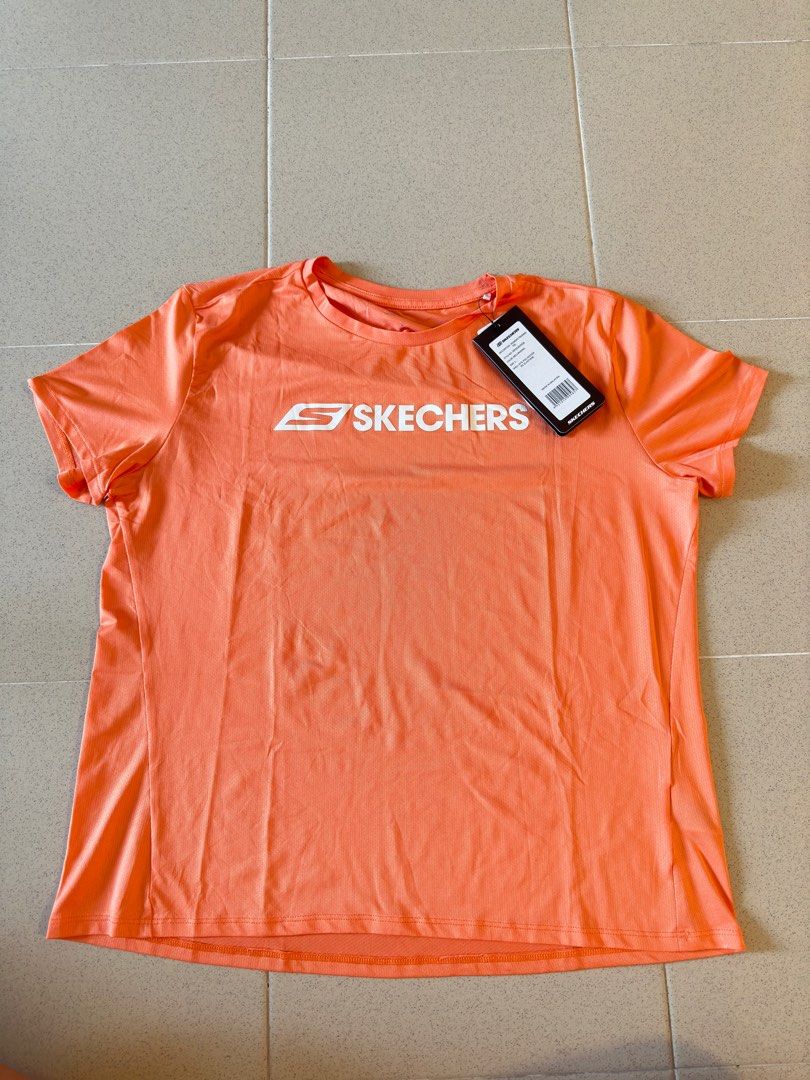Skechers t 2025 shirt womens orange