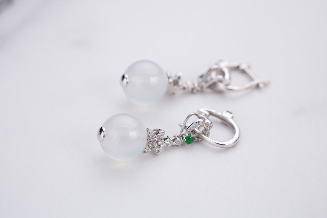 White bead clearance earrings