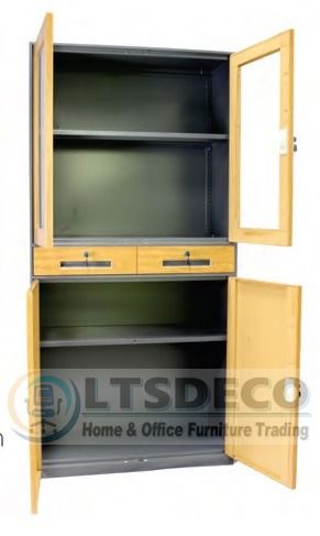 2 HALVES GLASS DOOR METAL DISPLAY CABINET (SWING TYPE) HOME AND OFFICE FURNITURE ANDPARTITIONS