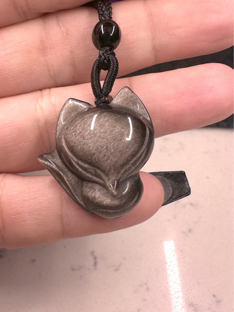 Golden discount obsidian pendant