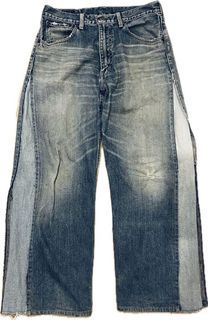 日本古著 levis 重製 拼接 闊腿 丹寧寬褲 牛仔褲 baggy y2k remake wide-fit