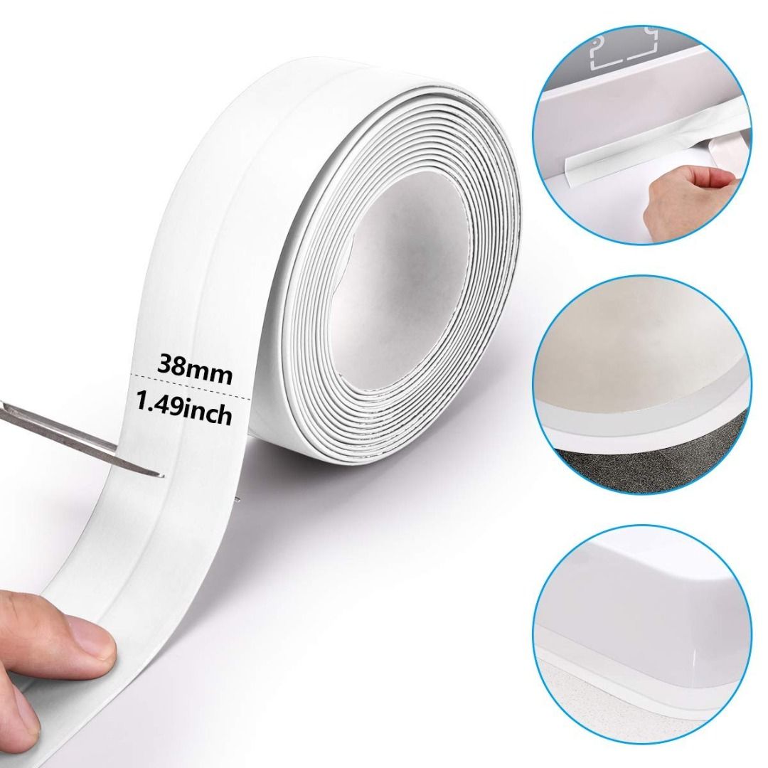 2 Roll 3.2M Waterproof Sealing Tape Bathroom Kitchen Caulk Strip Sink  Bathtub Sealer PVC Self