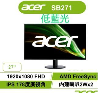 螢幕Acer SB271  IPS Monitor FHD