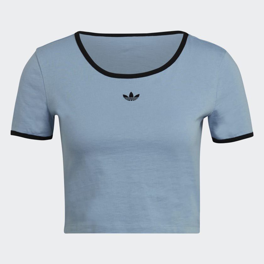 Adidas blue crop top sales