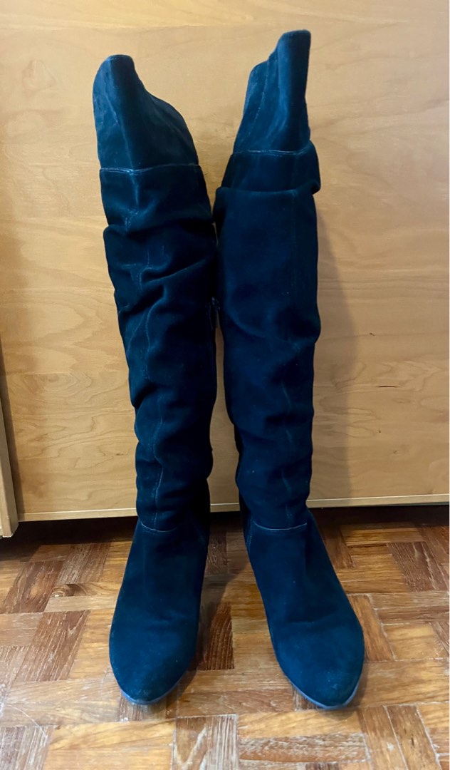 Aldo black suede hotsell knee high boots